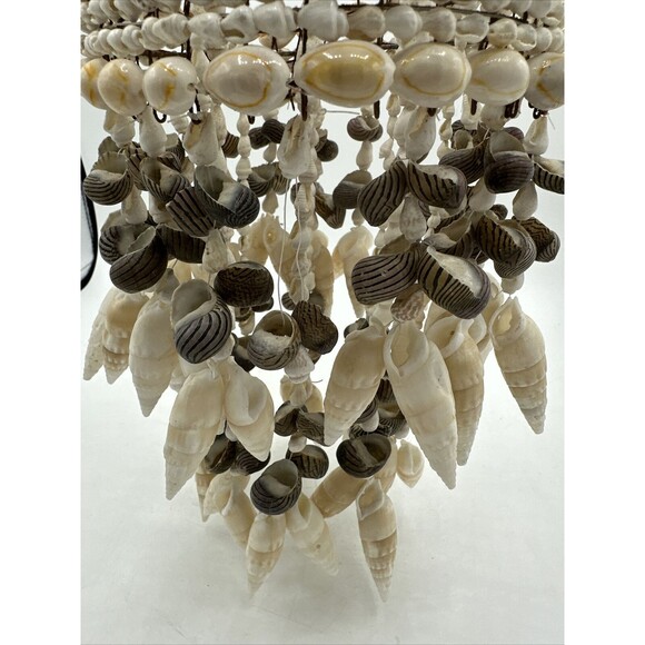 Dangling Shell Chandelier Handmade Wind Chime Home Decor 14x6” Nautical Ocean - Picture 8 of 10